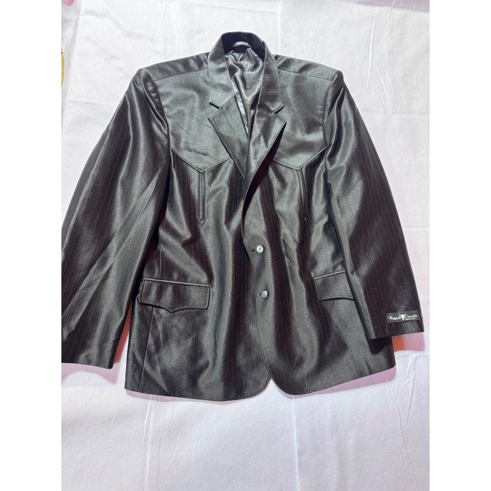 Buffalo Country Western Wear Mens Black Textured Western Blazer Sport Coat 48R